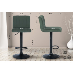 Lot de 2 tabourets de bar Jamie velours vert