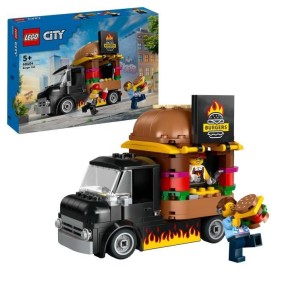 LEGO 60404 City Le Food-truck de Burgers, Jouet de Camionnette, Jeu Imaginatif avec Camionnette et Minifigurines