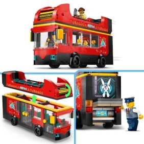 LEGO City 60407 Le bus rouge a deux étages, bus jouet, véhicule pour enfants des 7 ans