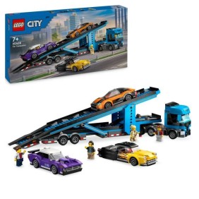 LEGO City 60408 Le camion de transport de voitures de sport, 4 véhicules pour enfants