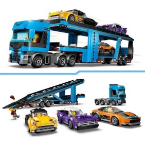 LEGO City 60408 Le camion de transport de voitures de sport, 4 véhicules pour enfants