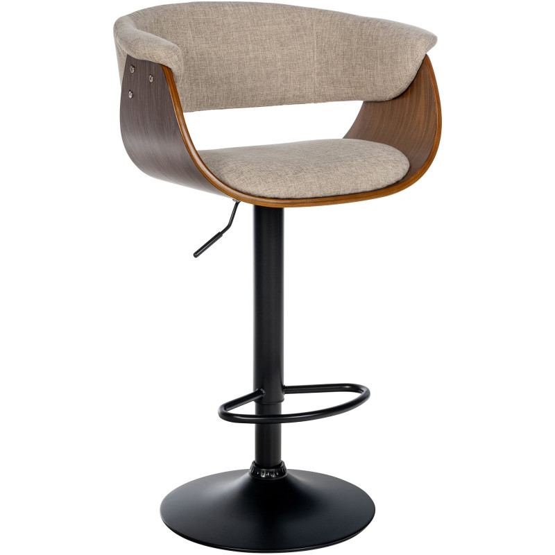 Tabouret de bar Vestal tissu noyer/crème