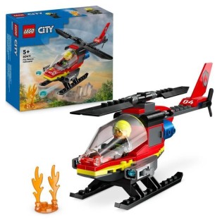 LEGO 60411 City L'Hélicoptere de Secours des Pompiers, Jouet avec Minifigurines de Pilote Pompier, Cadeau pour Enfants