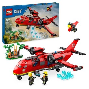 LEGO 60413 City L'Avion de Sauvetage des Pompiers, Jouet avec 3 Minifigurines de Pilote, Pompiere