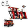 LEGO 60414 City La Caserne et le Camion de Pompiers, Jouet de Figurine de Chien et 5 Minifigurines, Cadeau Enfants