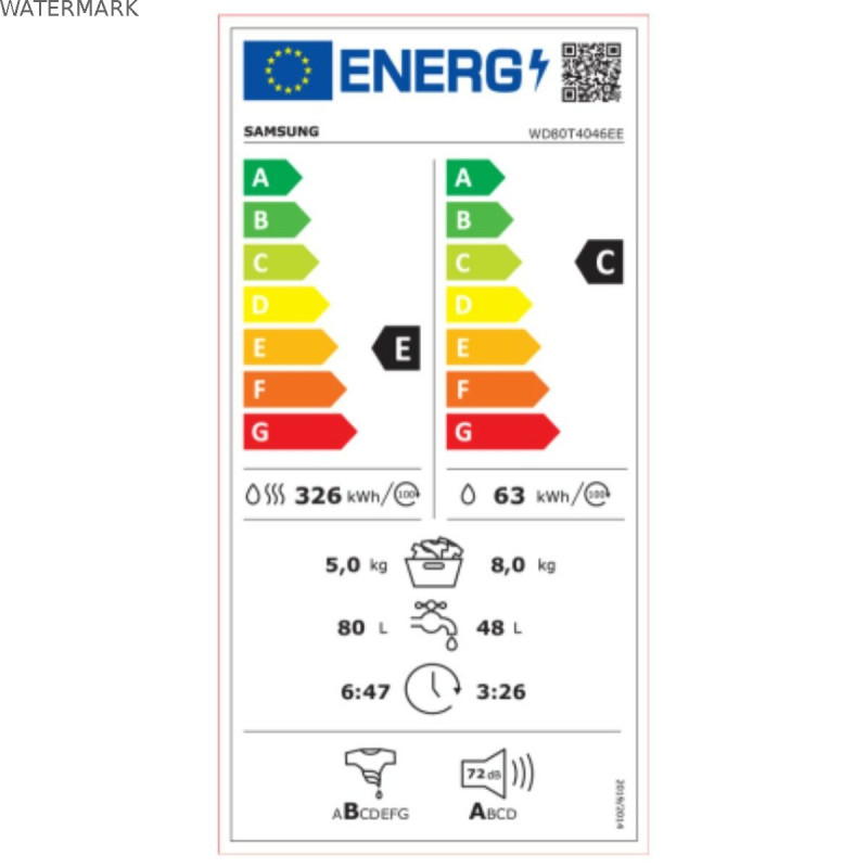 Laveuse - Sécheuse Samsung WD80T4046EE 8kg / 5kg Blanc 1400 rpm