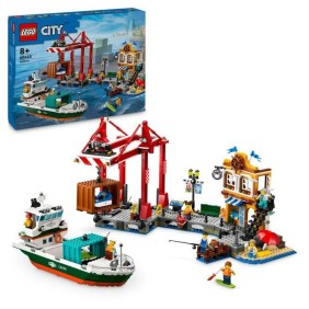 LEGO City 60422 Le port et le navire marchand, jouet de construction a partir de 8 ans