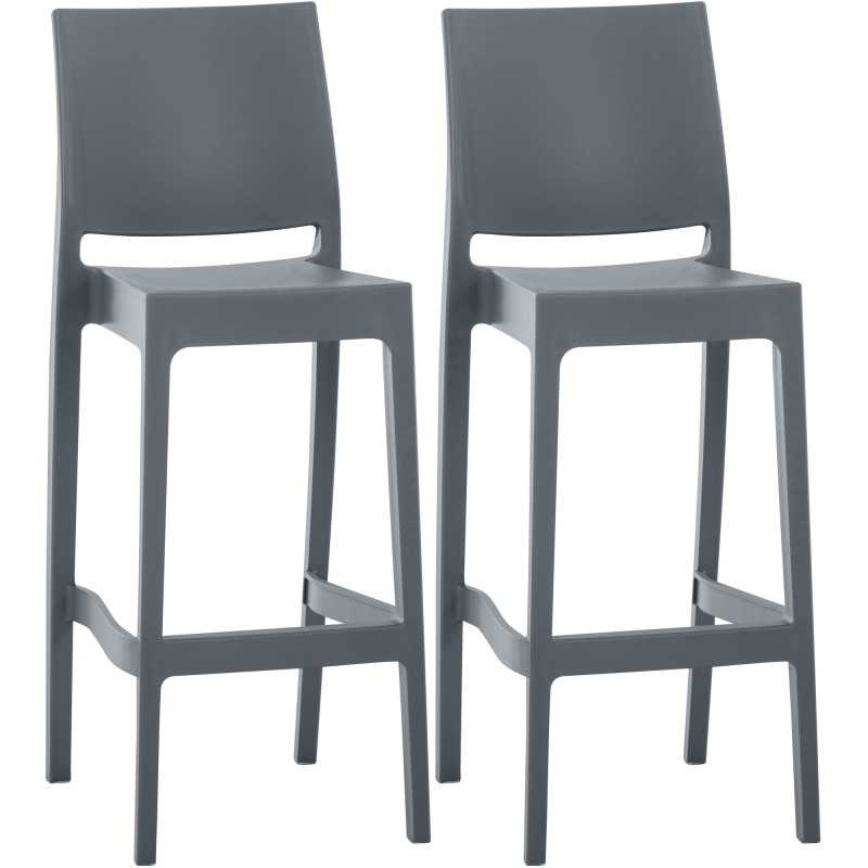 Ensemble de 2 tabourets de bar Maya gris foncé