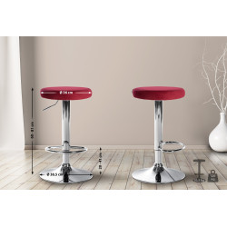 Lot de 2 tabourets de bar Ponte velours chrome rouge