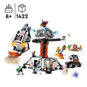 LEGO 60434 City La Station Spatiale et la Base de Lancement de Fusées, Jouet sur L'Espace, avec Robot et 6 Minifigurines