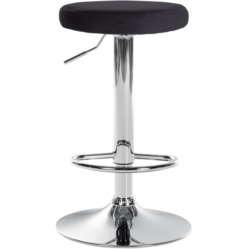 Set de 2 Taburetes de bar Ponte en terciopelo Negro,Metal cromado