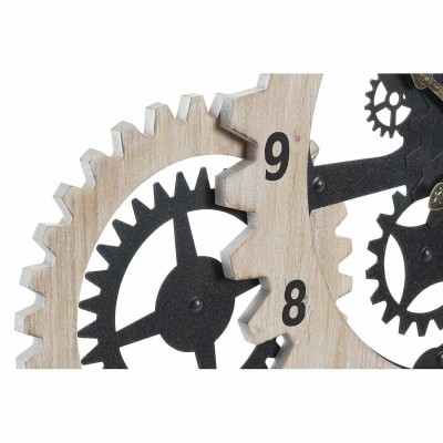 Horloge Murale DKD Home Decor Naturel Noir MDF Engrenage (70 x 4 x 45 cm)