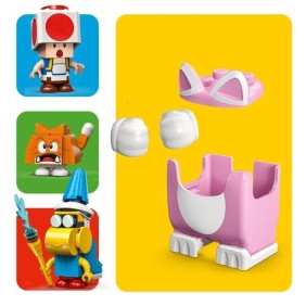 LEGO 71407 Super Mario Ensemble d'Extension La Tour Gelée et le Costume de Peach Chat, Figurine Toad, Jouet Château, Enfants 8 A