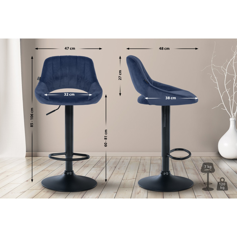 Lot de 2 tabourets de bar Milet velours B