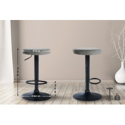 Set de 2 Taburetes de bar Ponte en terciopelo Gris,Metal negro mate