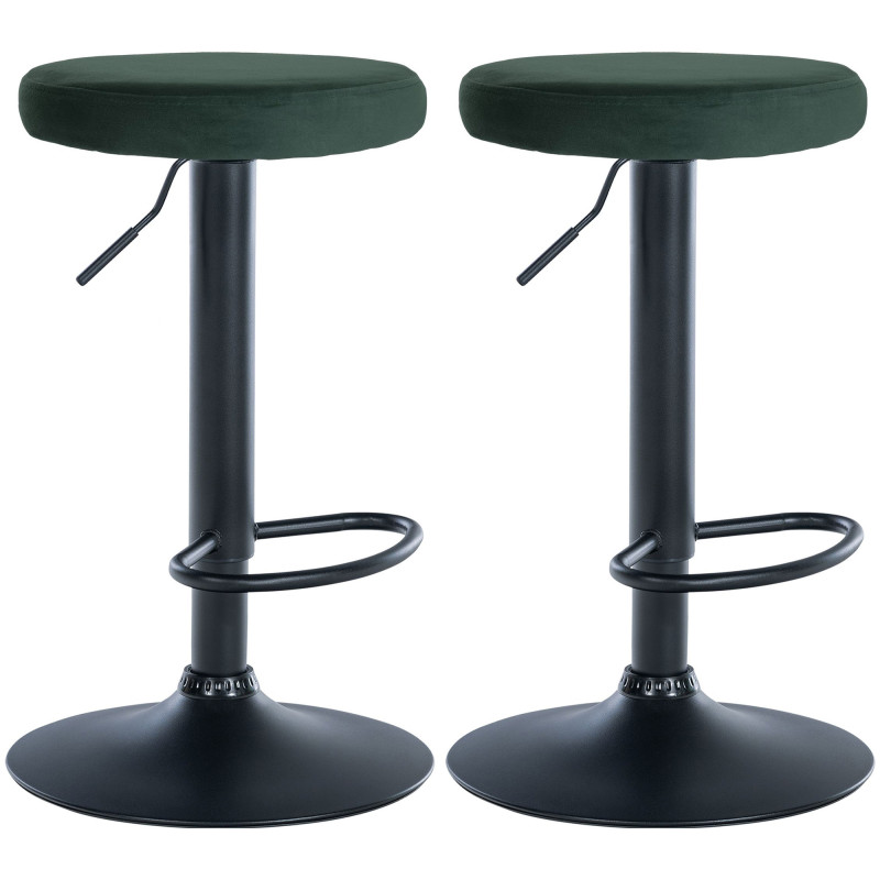 Lot de 2 tabourets de bar Ponte velours noir vert