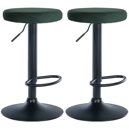 Set de 2 Taburetes de bar Ponte en terciopelo Verde,Metal negro mate