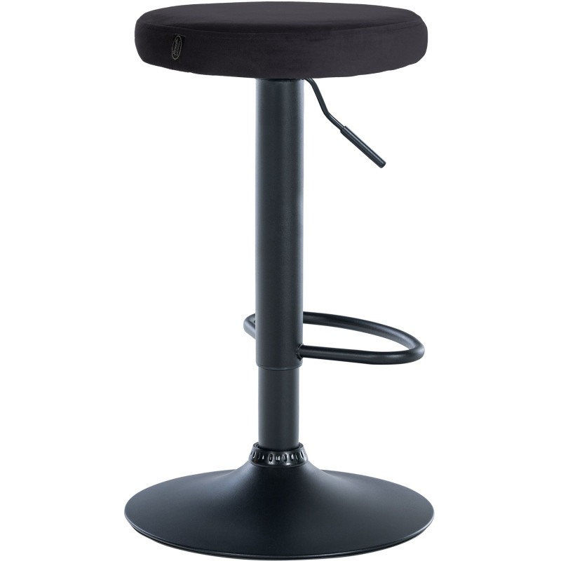 Set de 2 Taburetes de bar Ponte en terciopelo Negro,Metal negro mate