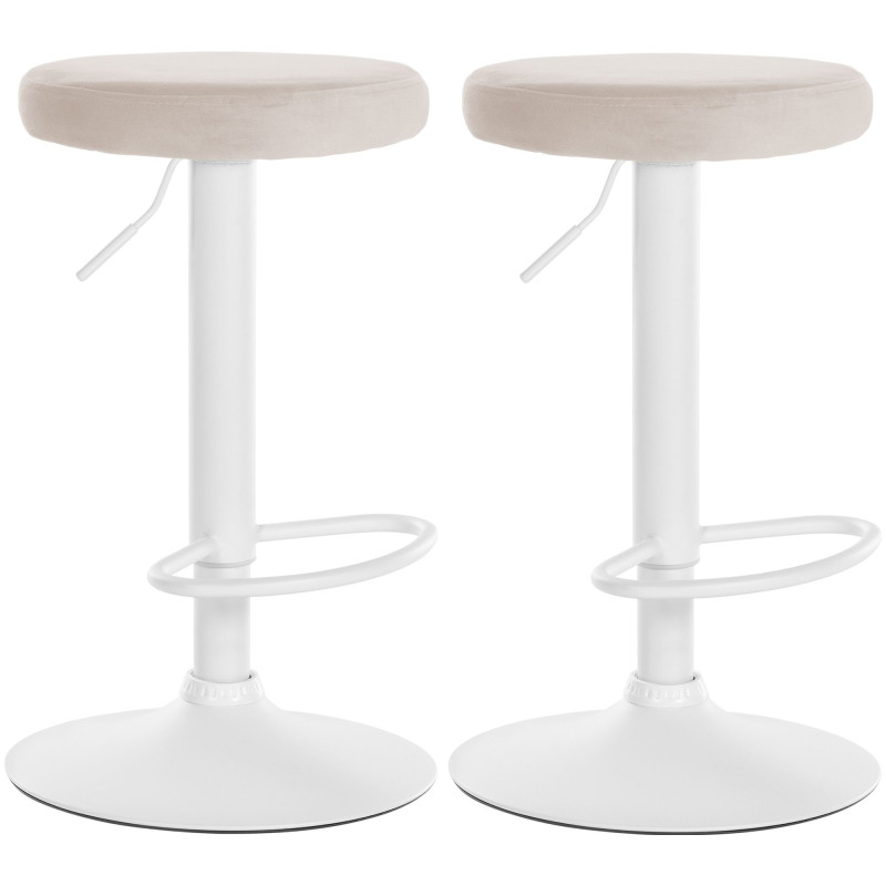 Ensemble de 2 tabourets de bar en velours Ponte, blancs crème