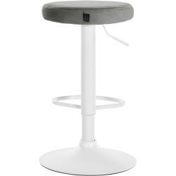 Set de 2 Taburetes de bar Ponte en terciopelo Gris,Metal blanco mate