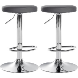 Set de 2 taburetes de bar Ponte en polipiel Gris,Metal cromado
