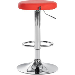 Ensemble de 2 tabourets de bar Ponte, similicuir, chromés rouge