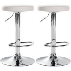 Lot de 2 tabourets de bar Ponte simili cuir chrome blanc