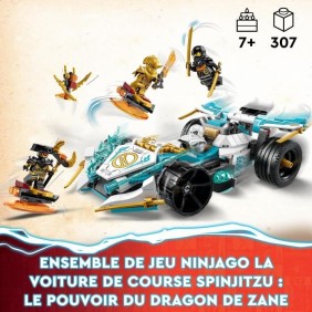 LEGO NINJAGO 71791 La Voiture de Course Spinjitzu : le Pouvoir du Dragon de Zane, Jouet Enfants 7 Ans