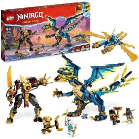 LEGO NINJAGO 71796 Le Dragon Élémentaire contre le Robot de l'Impératrice, Grand Jouet