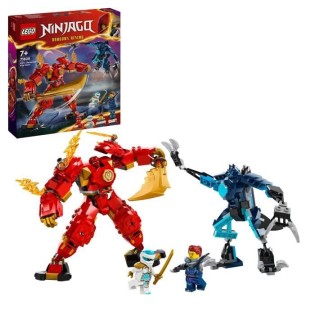 LEGO 71808 NINJAGO Le Robot Élémentaire du Feu de Kai, Jouet Ninja avec Figurine Personnalisable Plus Minifigurines Kai et Zane