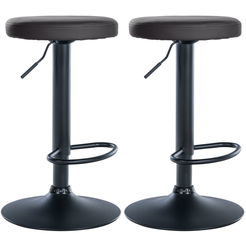 Set de 2 taburetes de bar Ponte en polipiel Negro,Metal negro mate