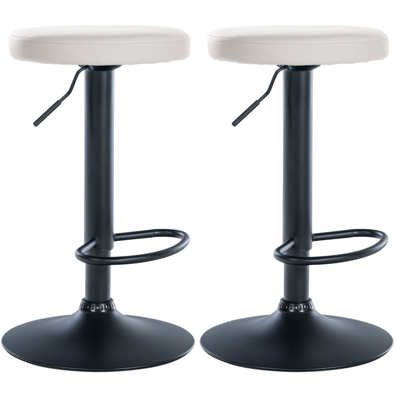 Set di 2 sgabelli da bar Ponte in similpelle bianco,Metallo nero opaco