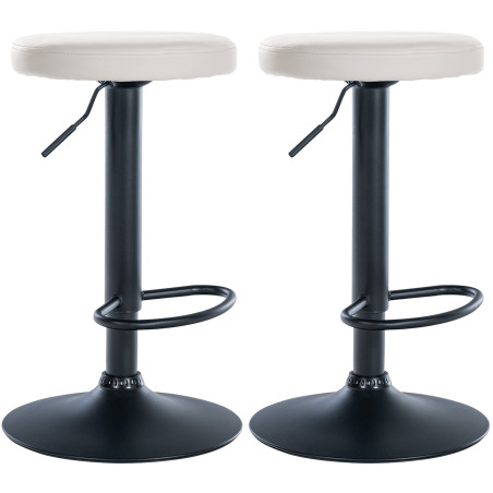 Ensemble de 2 tabourets de bar Ponte, similicuir, noir blanc