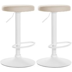 Set di 2 sgabelli da bar Ponte in similpelle crema,Metallo bianco opaco