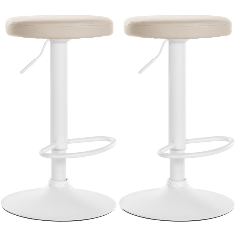 Set de 2 taburetes de bar Ponte en polipiel Crema,Metal blanco mate
