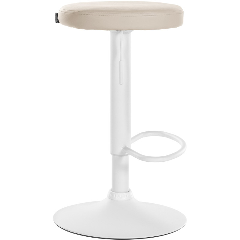 Set de 2 taburetes de bar Ponte en polipiel Crema,Metal blanco mate