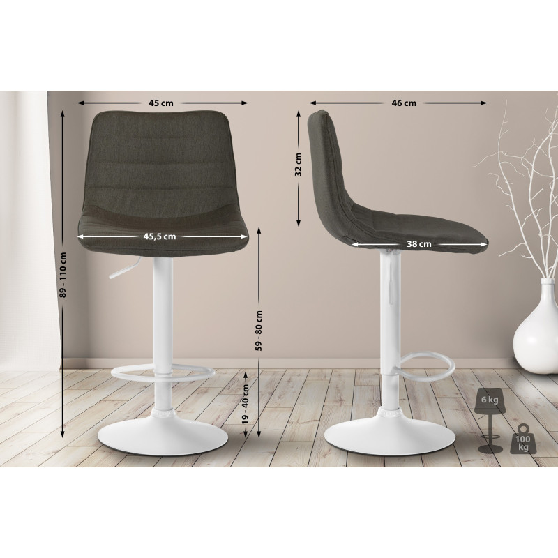 Lot de 2 tabourets de bar Lex tissu W