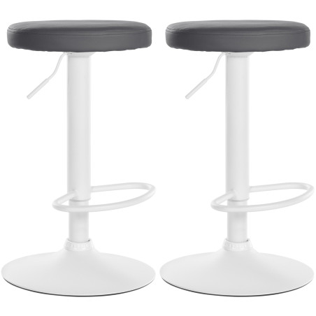 Ensemble de 2 tabourets de bar Ponte, similicuir, blanc gris
