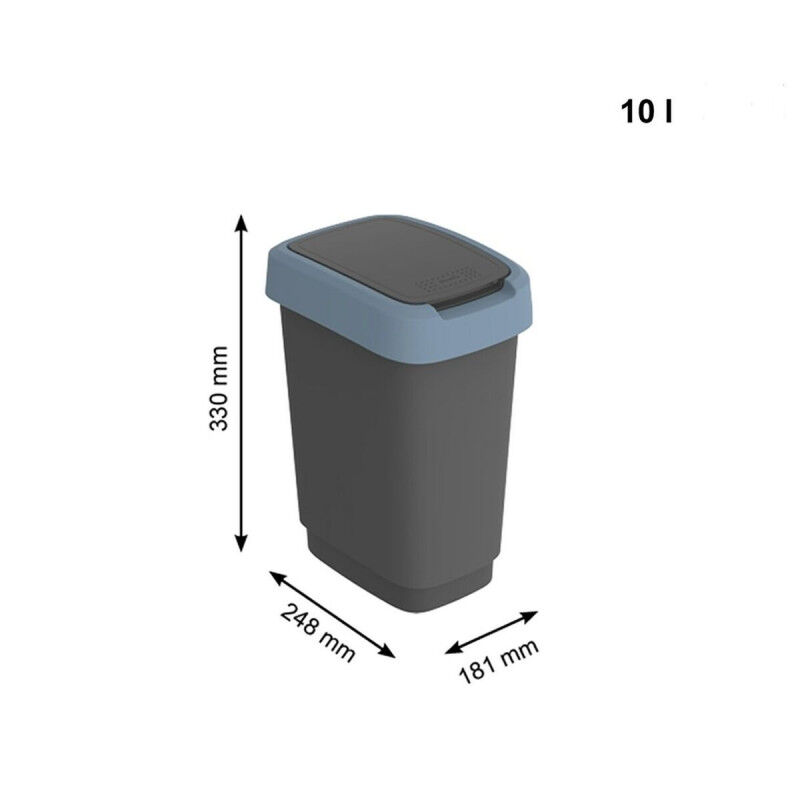 Poubelle Rotho Twist Blue Bleu Plastique 10 L