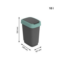 Poubelle Rotho Twist Green Vert Plastique 10 L