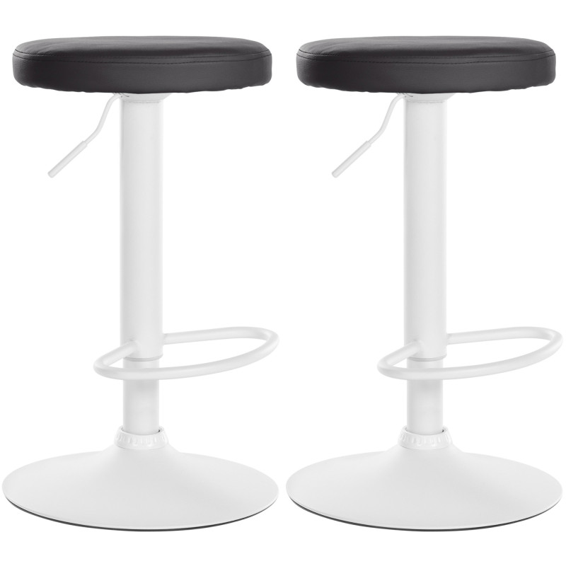 Set de 2 taburetes de bar Ponte en polipiel Negro,Metal blanco mate