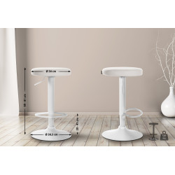 Set di 2 sgabelli da bar Ponte in similpelle bianco,Metallo bianco opaco