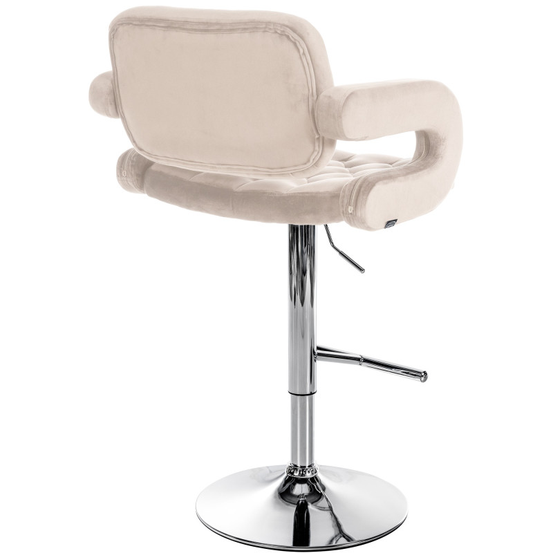 Sgabello da bar in velluto Dublin crema,Metallo in look cromato