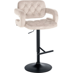 Taburete de bar Dublin en terciopelo Crema,Metal negro mate