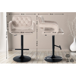 Tabouret de bar Dublin en velours noir crème