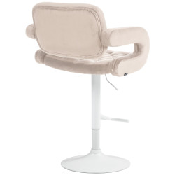 Sgabello da bar in velluto Dublin crema,Metallo bianco opaco