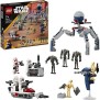 LEGO 75372 Star Wars Pack de Combat des Clone Troopers et Droides de Combat, Jouet avec Speeder Bike et Figurine