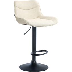 Tabouret de bar Vonore, tissu noir crème