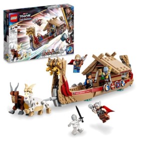 LEGO 76208 Marvel Le Drakkar de Thor, Jouet a Construire de Bateau avec Minifigurines Avengers et Stormbreaker, des 8 ans