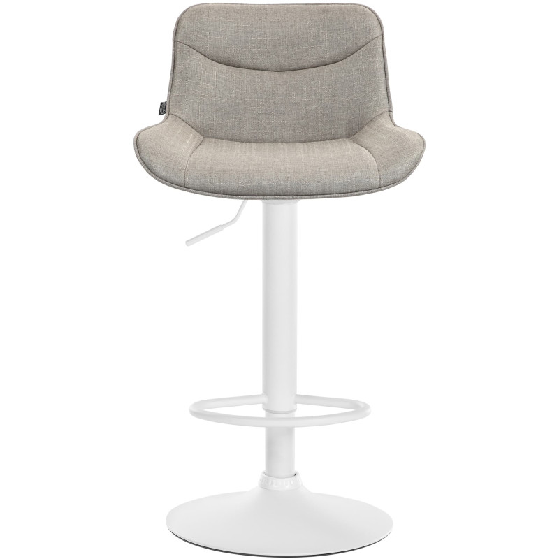 Tabouret de bar Vonore, tissu blanc taupe